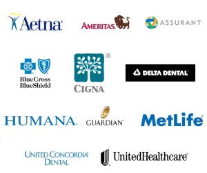 Aetna, Ameritas, Assurant, Blue Cross Blue Shield, Cigna, Delta Dental, Humana, Guardian, MetLife, United Concordia Dental, UnitedHealthcare